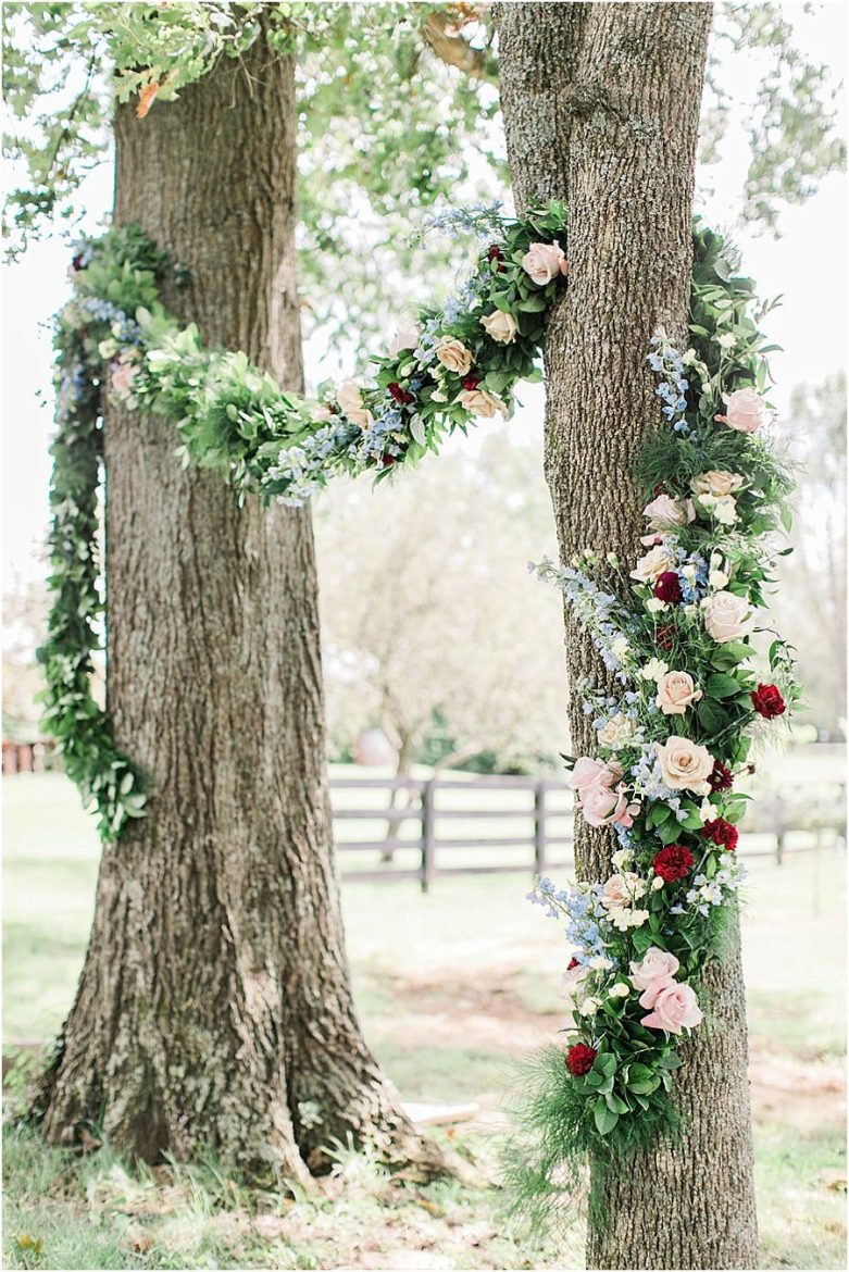 Outdoor wedding ceremony garland