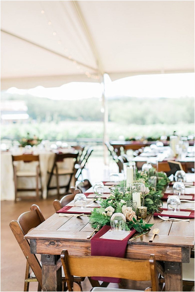 Vineyard outdoor reception tables